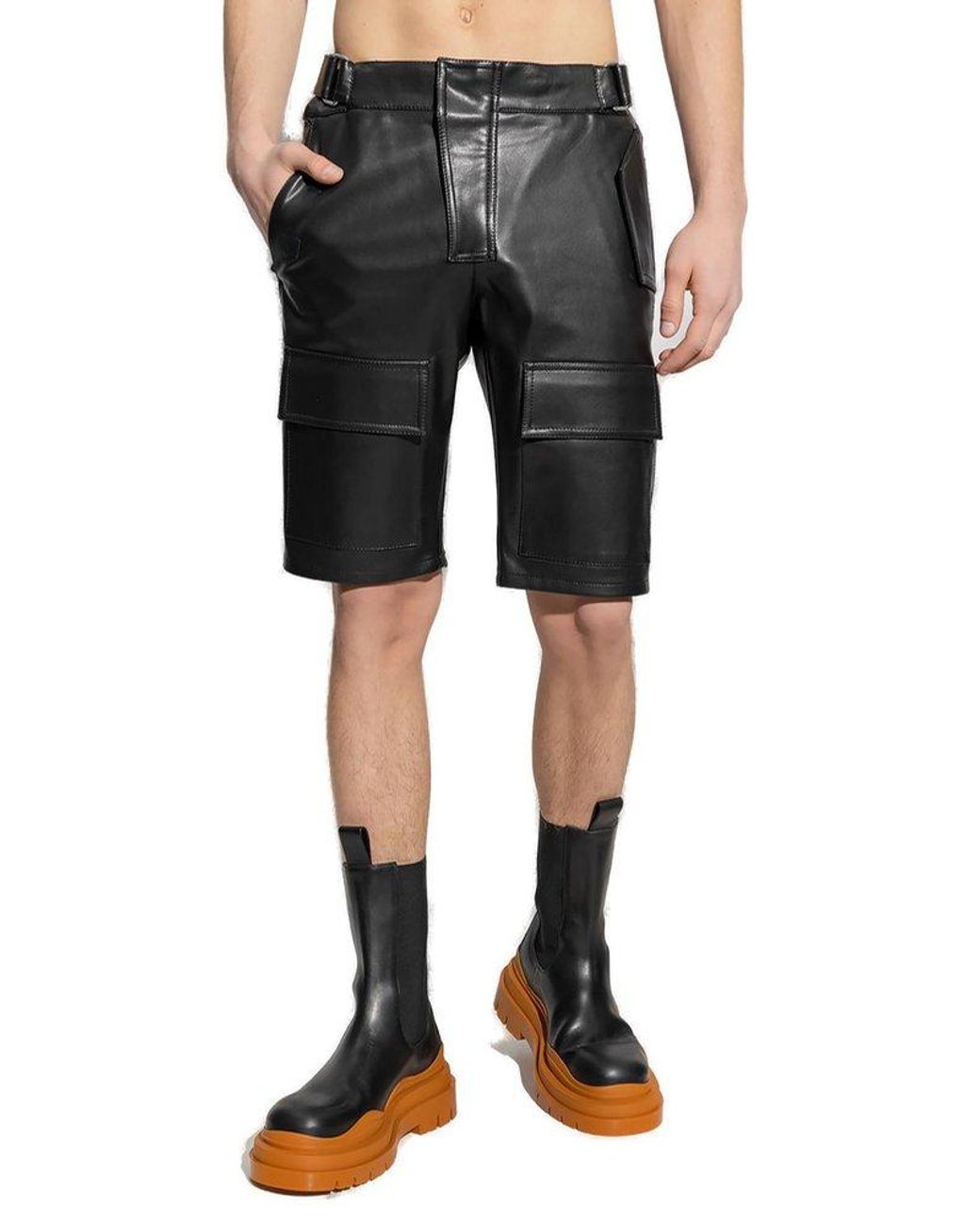 h and m leather shorts