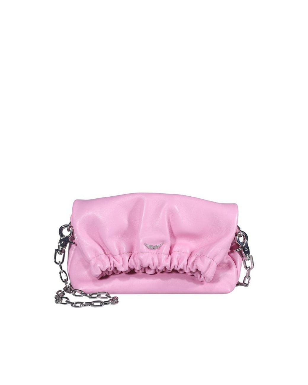 Zadig & Voltaire Rock Grained Double-Strap Clutch Shoulder Bag  SKAP2001F Pink