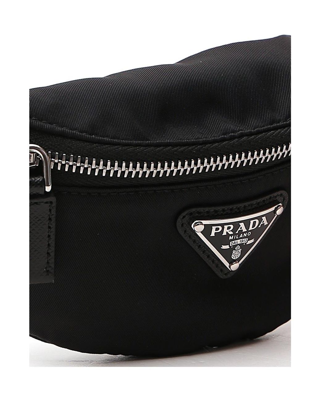 Prada Logo Plaque Mini Coin Pouch in Black Lyst