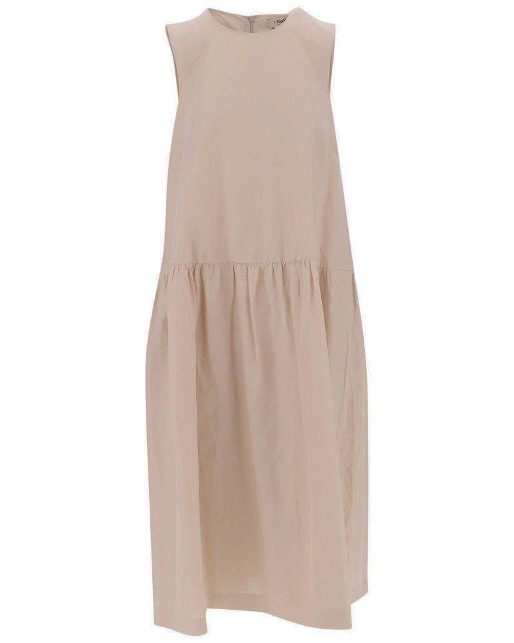 Max Mara Ramie And Cotton Blend Dress in Natural | Lyst