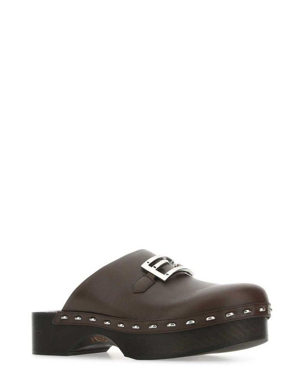 Fendi Double F Slip-on Clogs in Brown for Men | Lyst