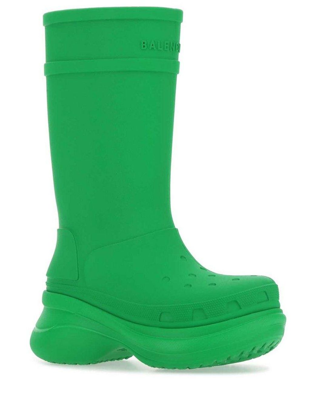 Balenciaga X Crocs Logo Debossed Boots in Green | Lyst