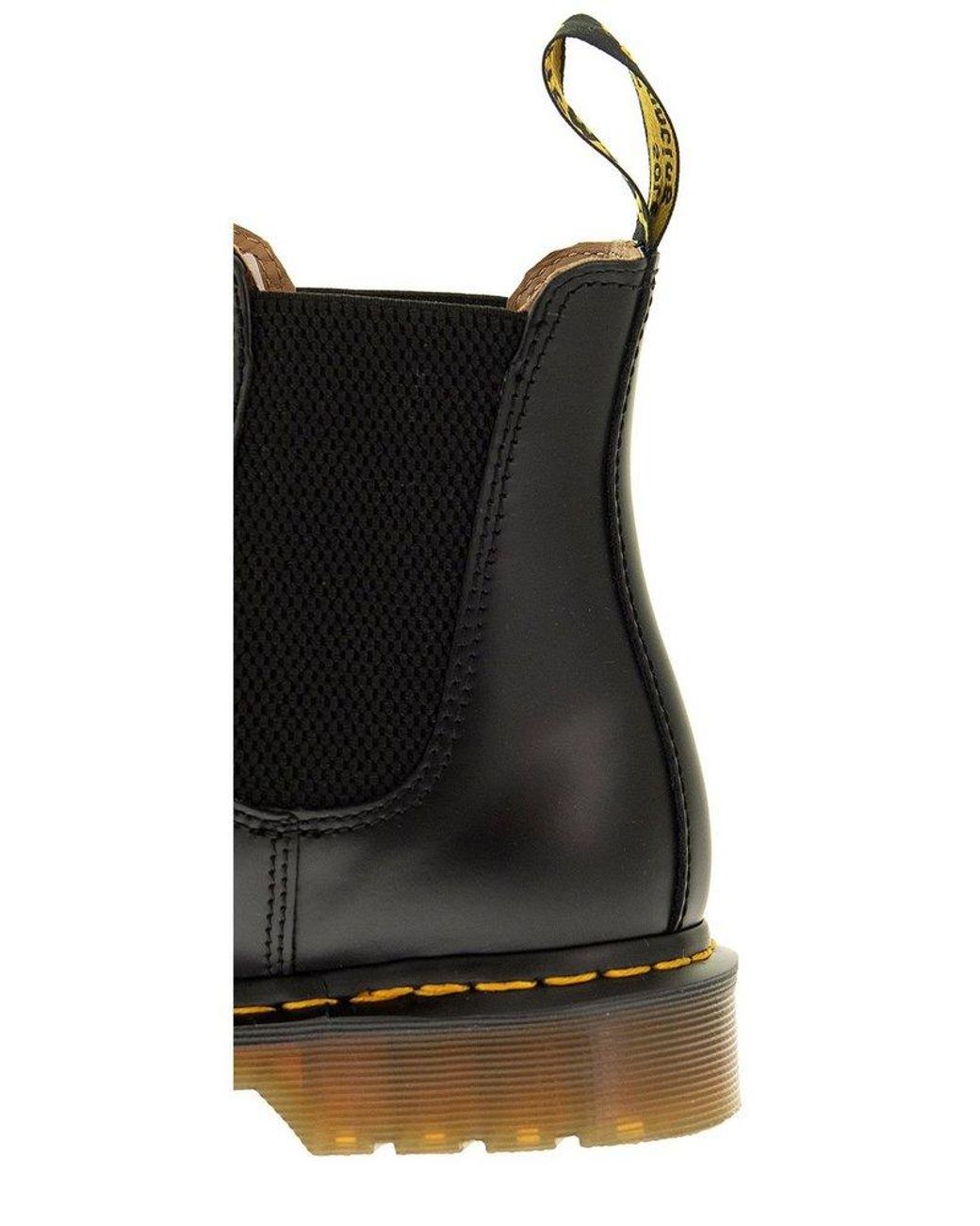 2976 Yellow Stitch Smooth Leather Chelsea Boots in Black | Dr. Martens