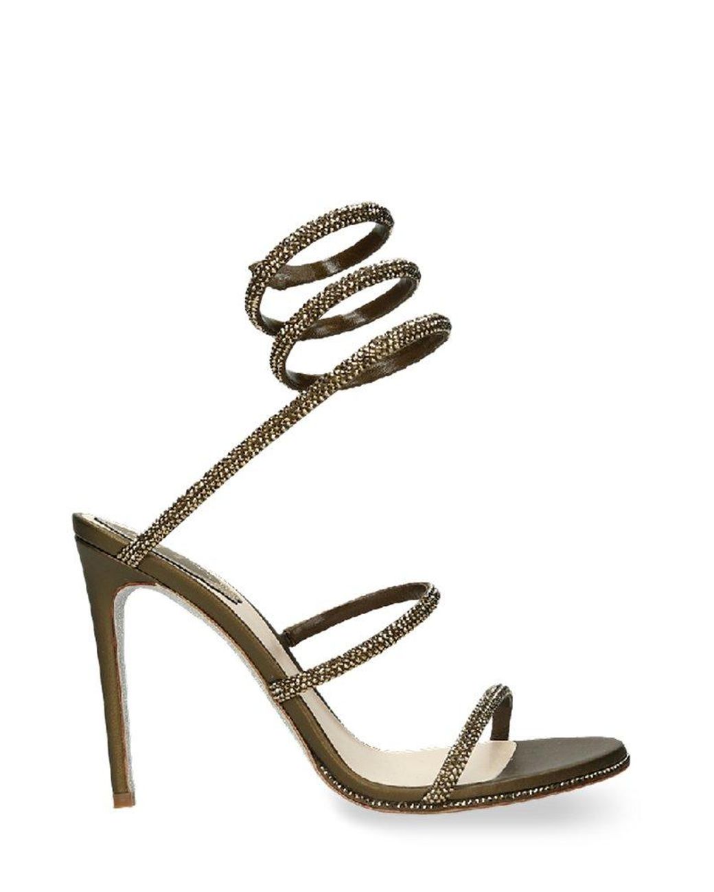 Rene Caovilla Cleo Crystal Embellished Sandals in Metallic | Lyst