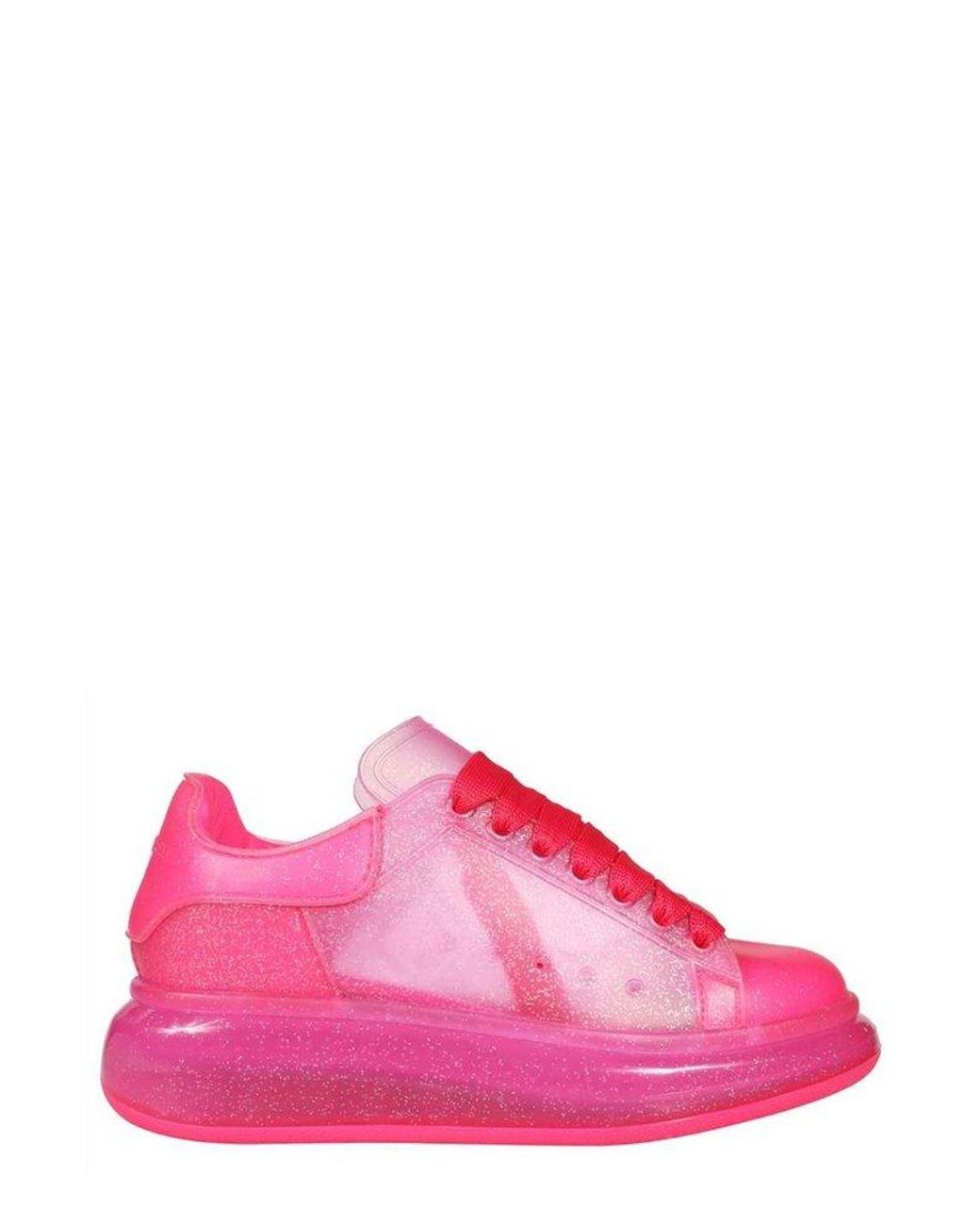 Alexander McQueen Oversized Glitter Laceup Sneakers in Pink Lyst