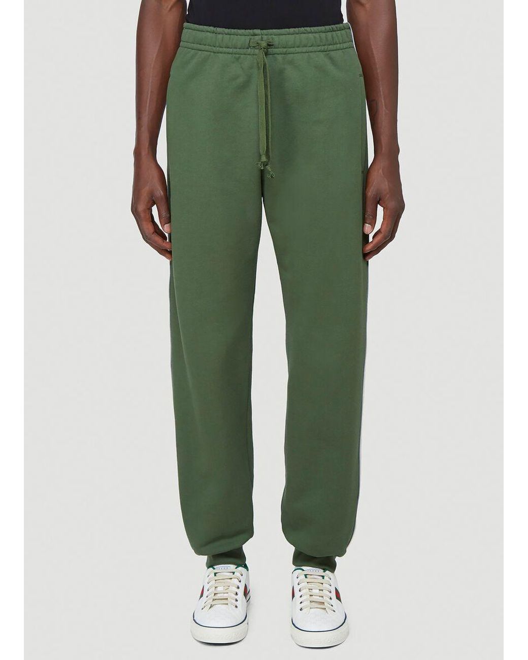 Gucci Cotton Interlocking G Stripe Jogger Pants in Green for Men - Lyst