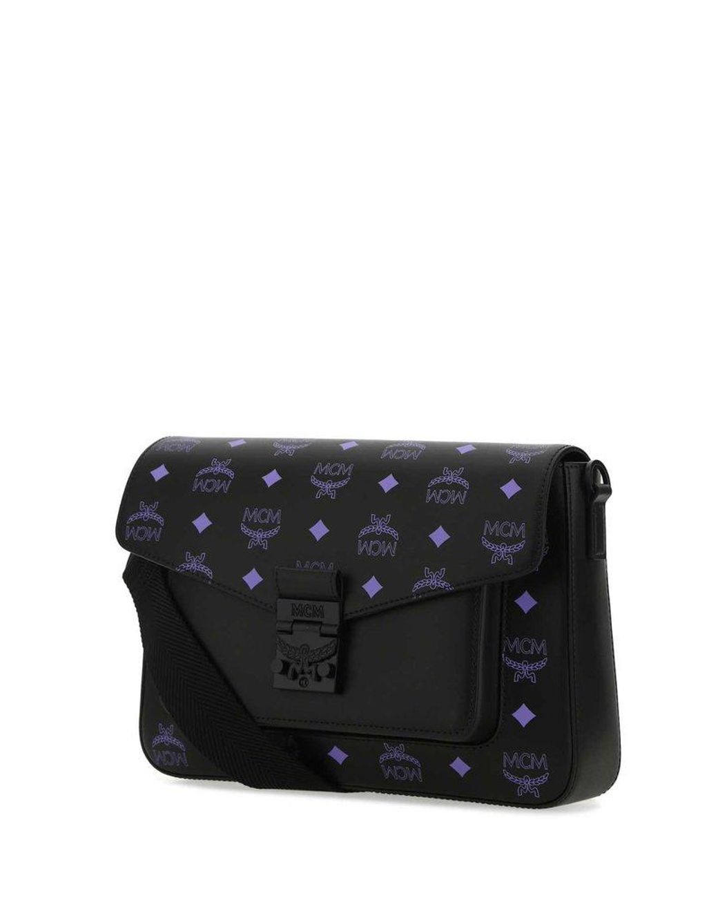 Mcm millie monogrammed top leather crossbody bag