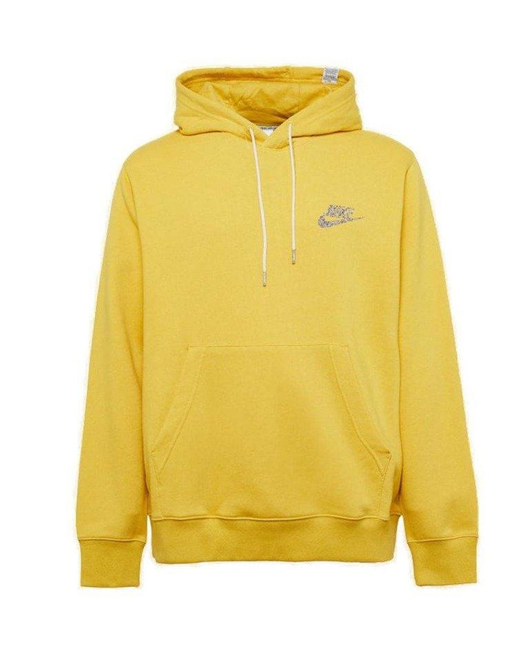Nike Logo Printed Drawstring Hoodie in Yellow for Men Lyst