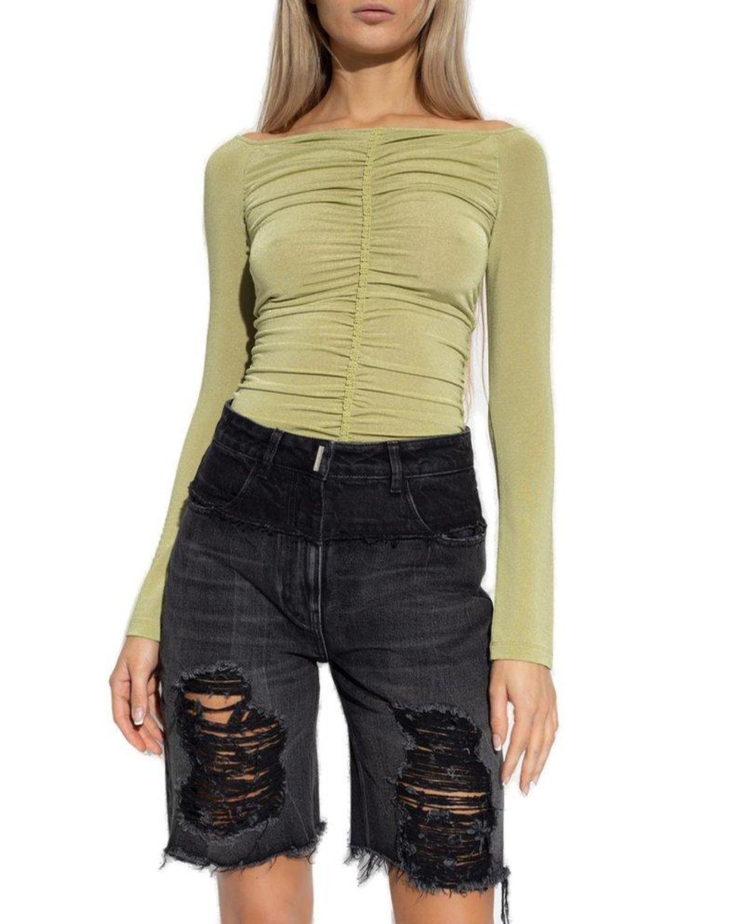 Givenchy Ruched Top in Green | Lyst UK