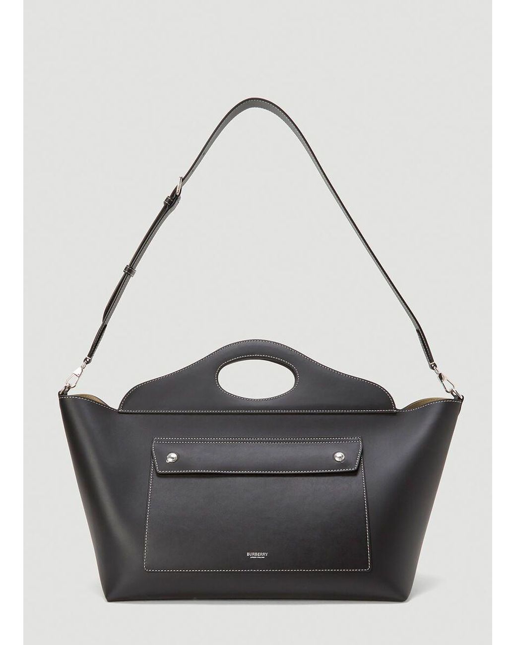 Burberry Leather Soft Pocket Medium Tote Bag in Black Lyst