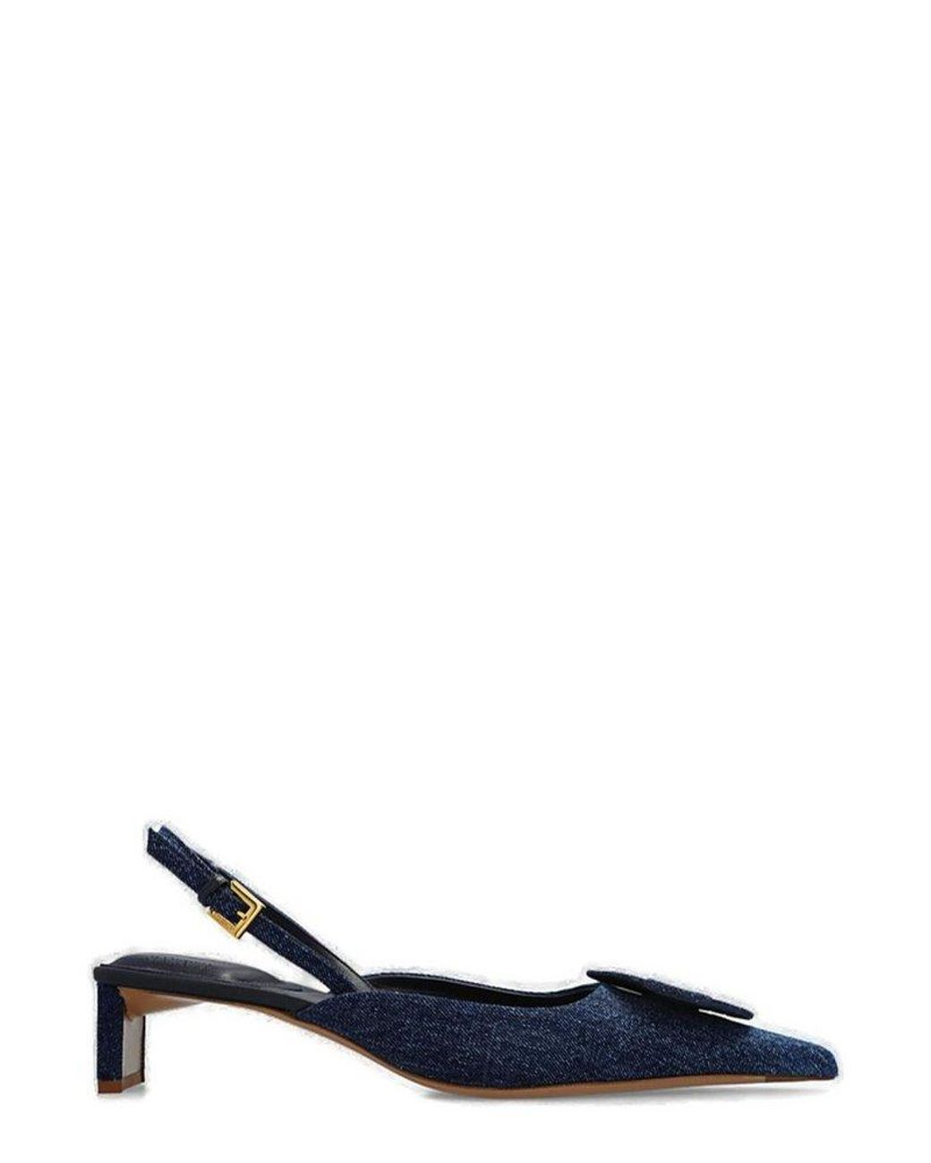 Jacquemus Duelo Round Square Slingbacks in Blue | Lyst UK