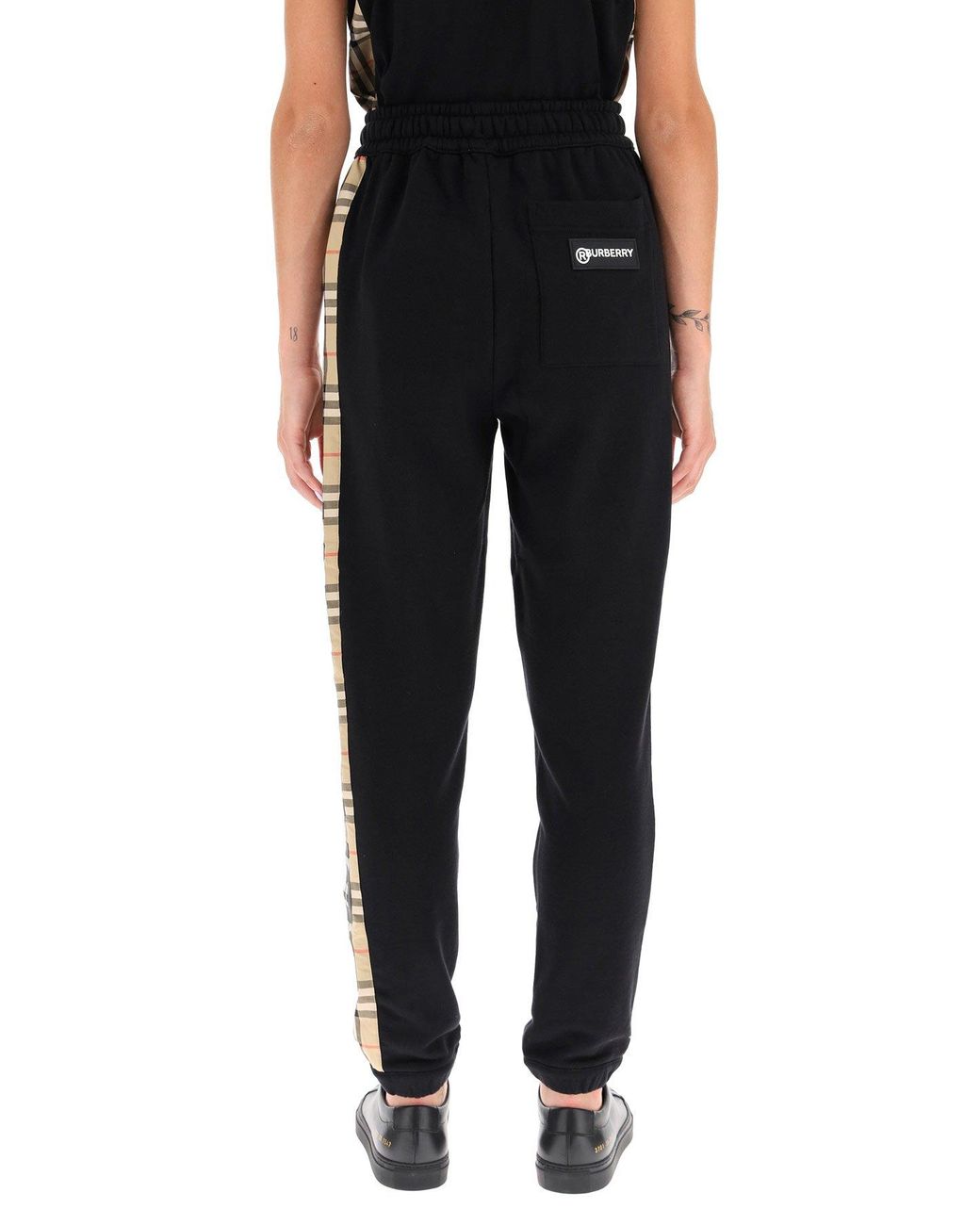 Burberry Vintage Check Panel Track Pants in Black