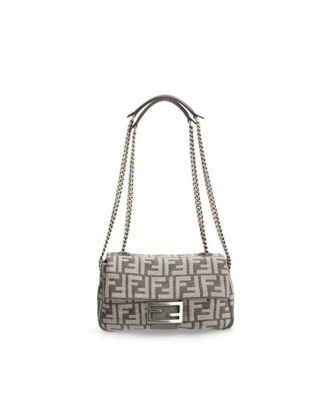 Fendi Baguette Monogram Chain Shoulder Bag in White Lyst