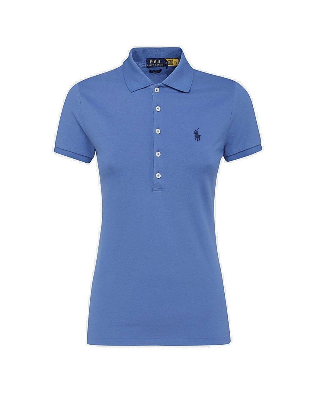 Polo Ralph Lauren Cotton Straight Hem Logo Embroidered Polo Shirt in ...