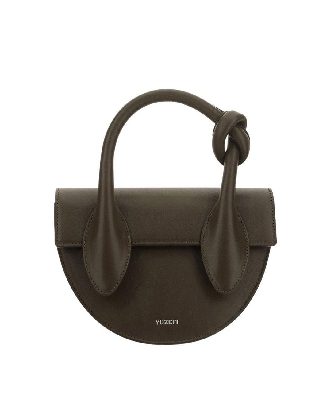 Yuzefi Pretzel Knot Detailed Crossbody Bag in Brown Lyst