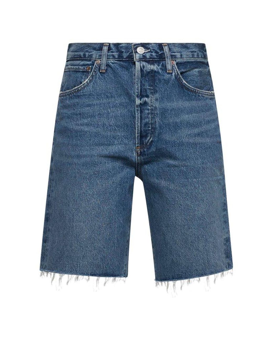 ショートパンツ AGOLDE Raw-cut blue denim shorts Agolde 90's Raw-Cut Edge Denim Shorts in Blue | Lyst