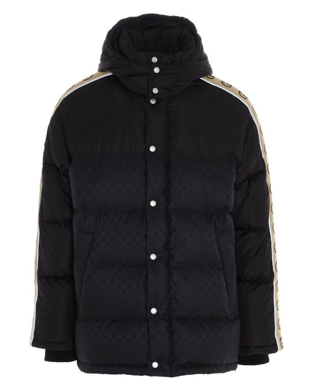 Gucci GG Jacquard Padded Coat in Black for Men | Lyst