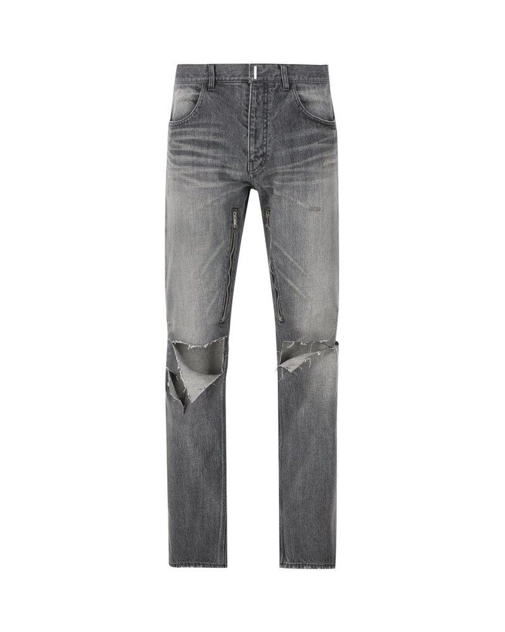 Givenchy Destroyed Straight-leg Jeans in Gray for Men | Lyst