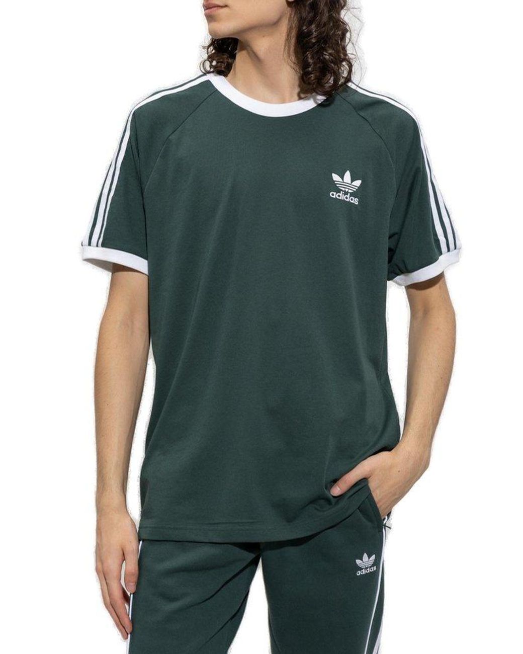 adidas Originals 3 Stripe T-shirt in Green for Men | Lyst Canada