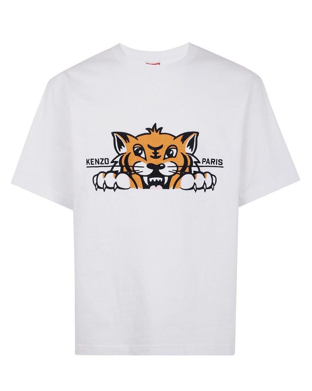 KENZO ケンゾー 'Gots Happy Tiger' White Crewneck T-Shirt KENZO Gots Happy Tiger Crewneck T-Shirt in White for Men | Lyst
