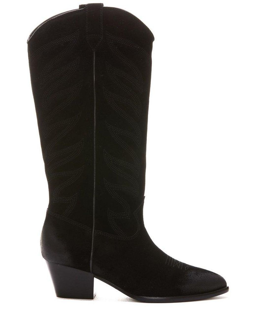 Ash Suede Heaven Embroidered Kneehigh Cowboy Boots in Black Lyst UK