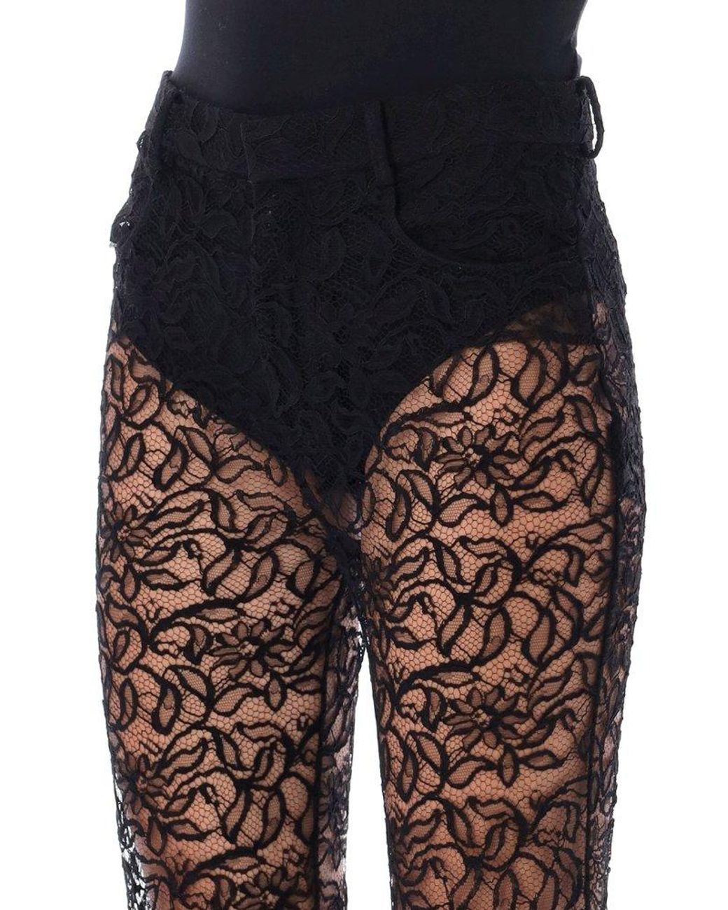 LoveMyStyle Black Lace/Nude Straight Leg Trousers