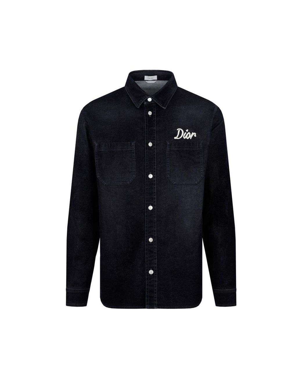 Dior Logo-embroidered Denim Shirt in Blue for Men | Lyst