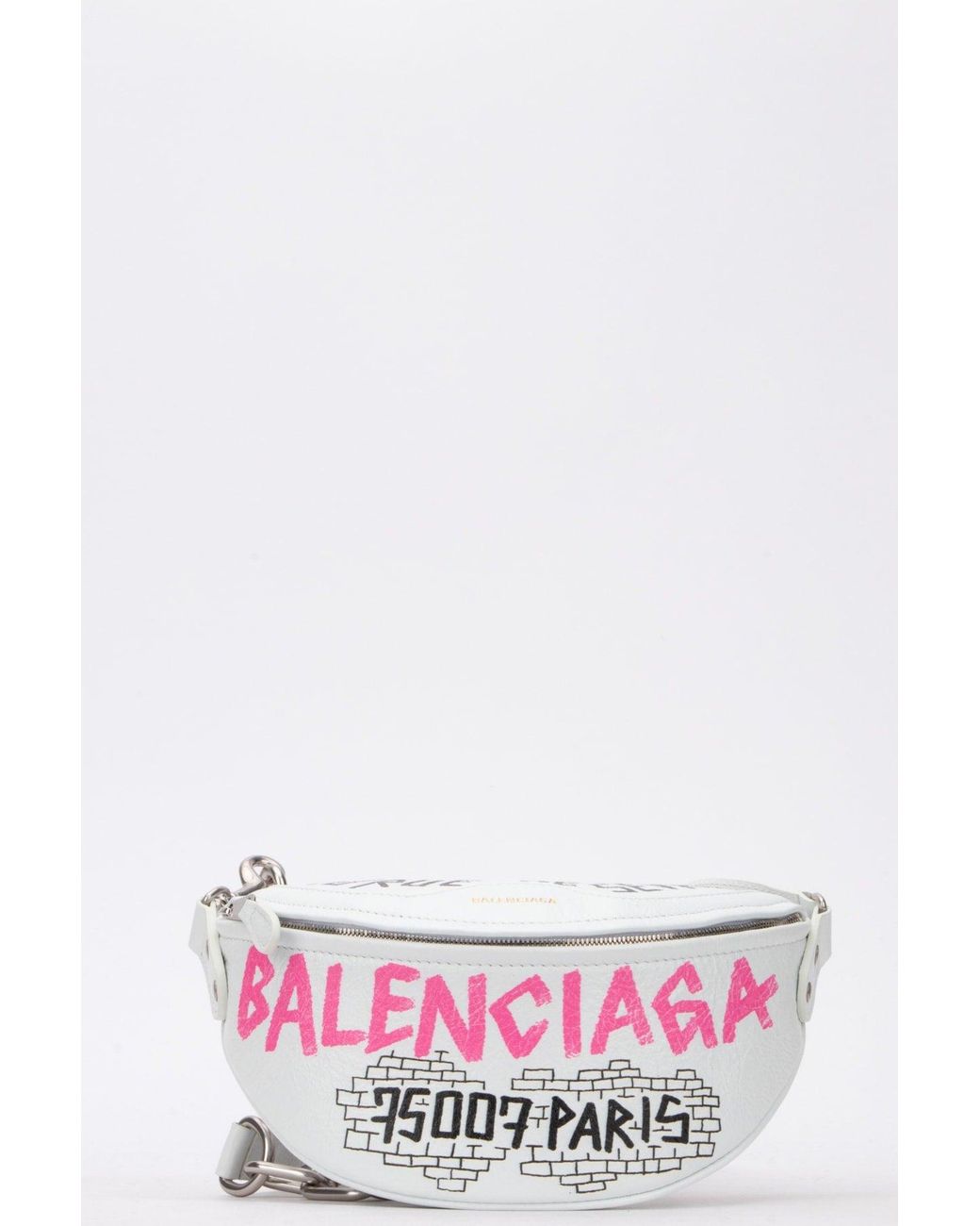 Balenciaga Logo Graffiti Belt Bag in White