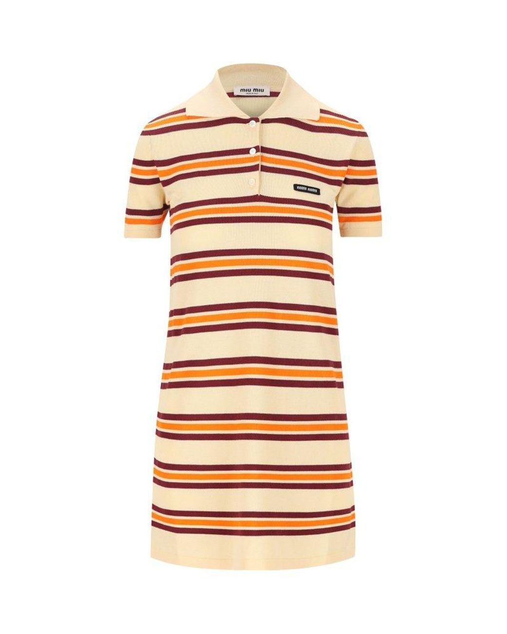 【関税無・国内発】 MIU MIU / Stripe Cotton Polo Dress Miu Miu Cotton Polo Dress in Blue | Lyst