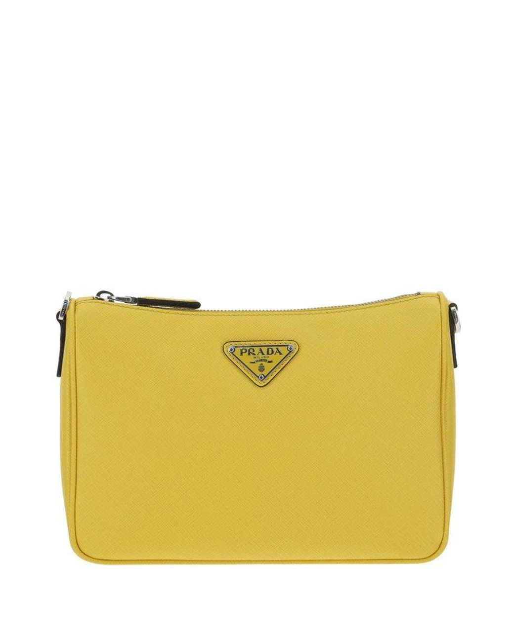 Prada Logo Plaque Zipped Crossbody Bag in Yellow for Men | Lyst