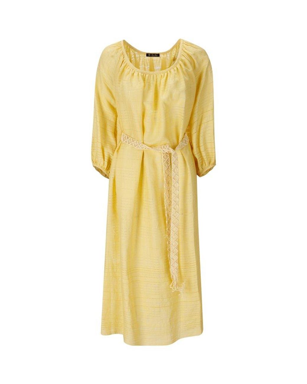 Loro Piana Medea Belted-waist Dress in Yellow | Lyst