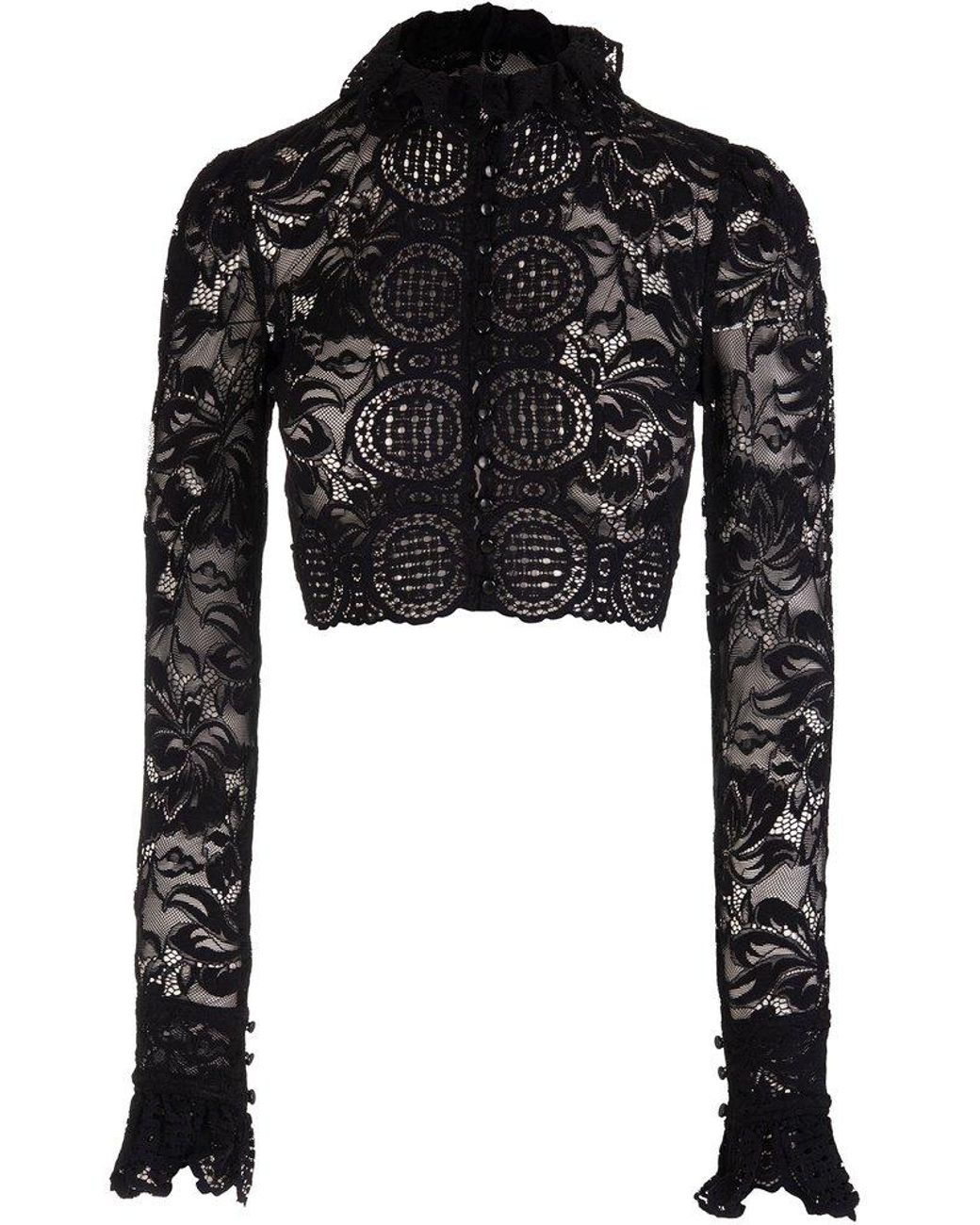 Paco Rabanne Crop Shirt In Black Lace | Lyst