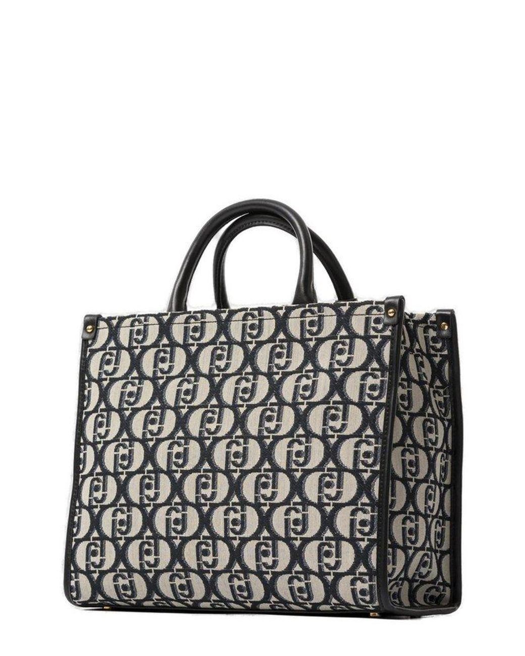 Liu Jo Zip Fastened Logo Jacquard Tote Bag in Black | Lyst