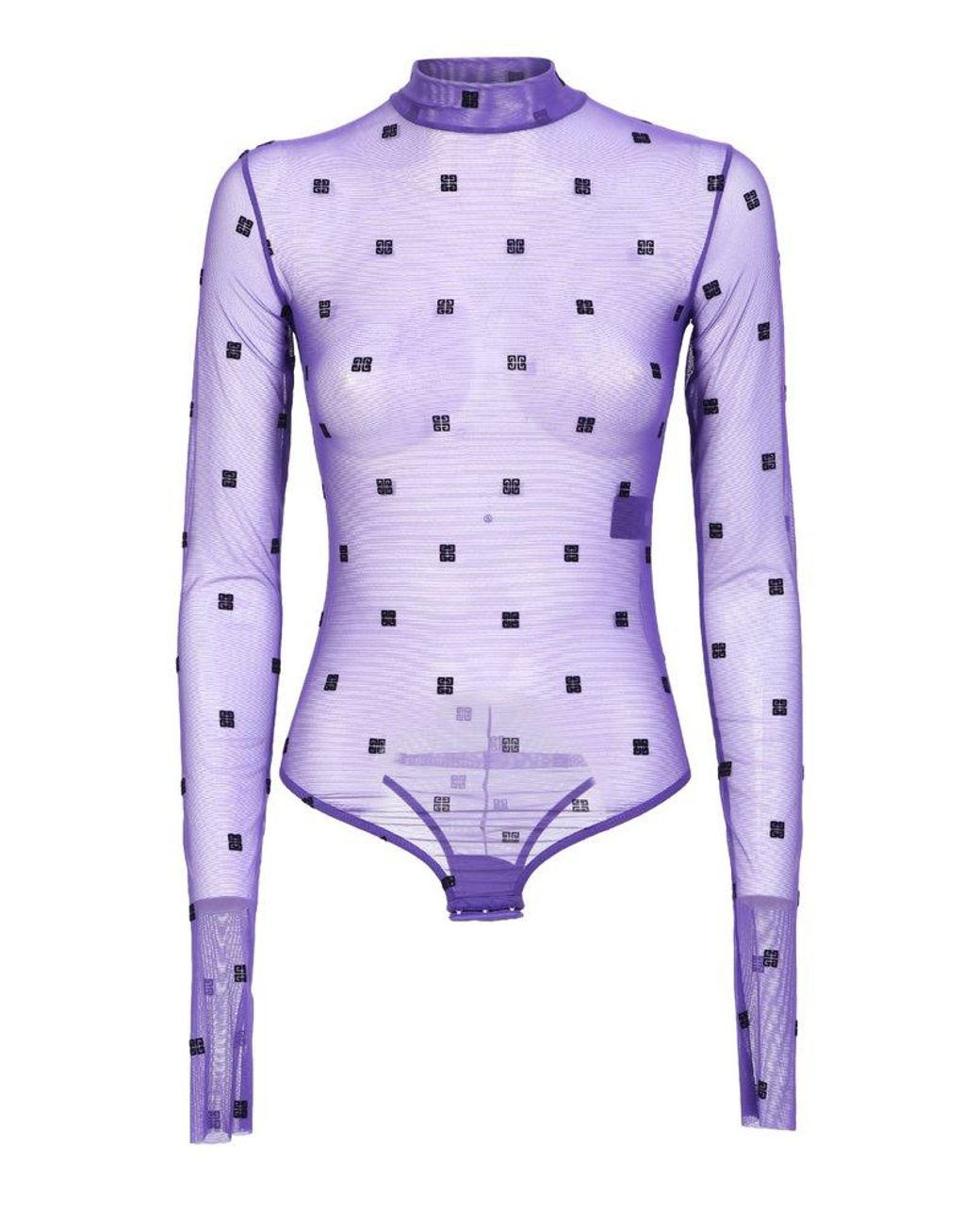 Givenchy Sheer Tulle Bodysuit With 4g Pattern in Blue | Lyst