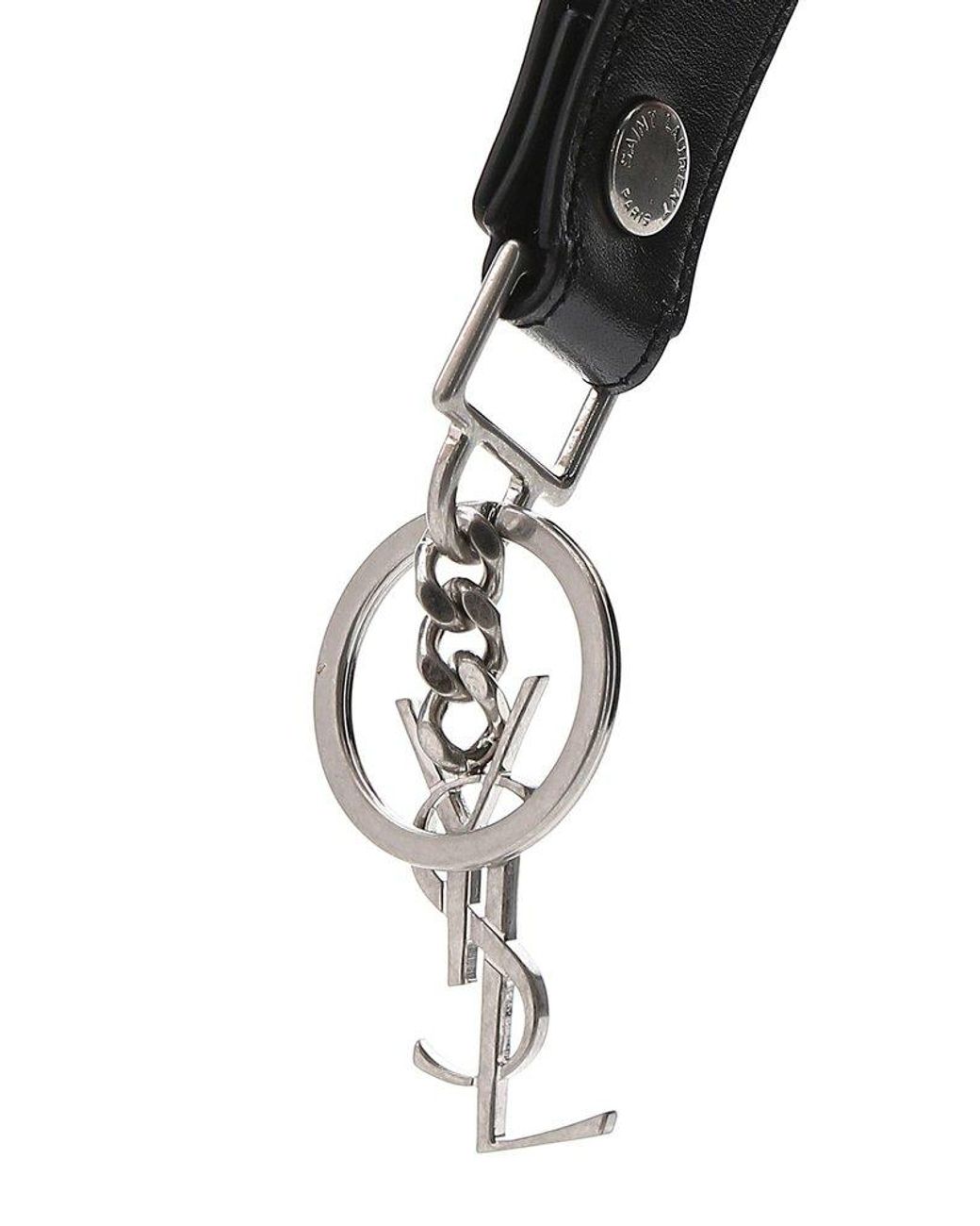 ビッグ割引 Laurent Saint Black ring key Monogram leather キー 