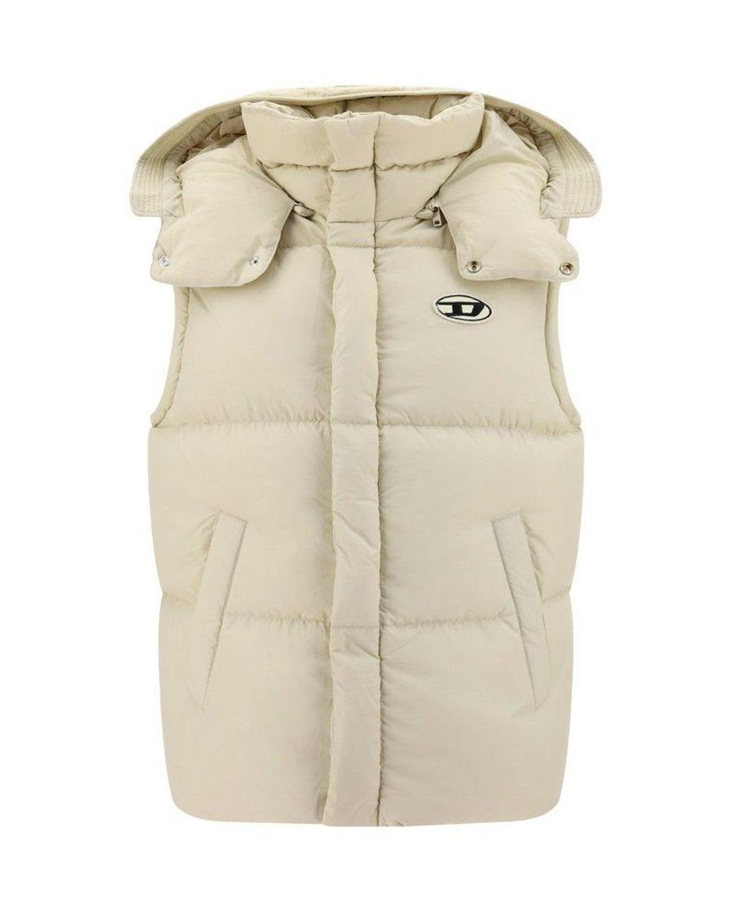 DIESEL W-rolf-sl-fd-nw Hooded Padded Gilet in Natural for Men | Lyst