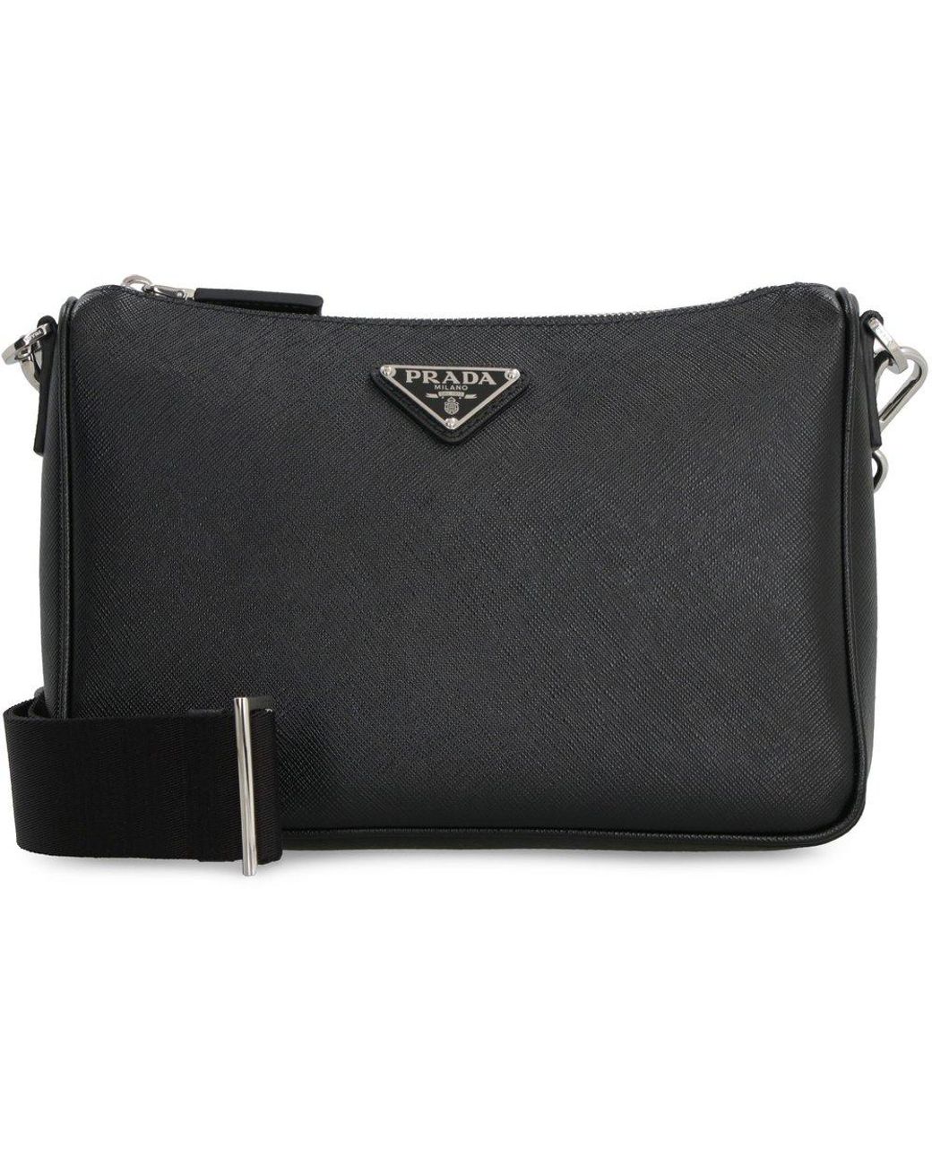 Prada Logo Plaque Shoulder Bag in Black for Men Lyst