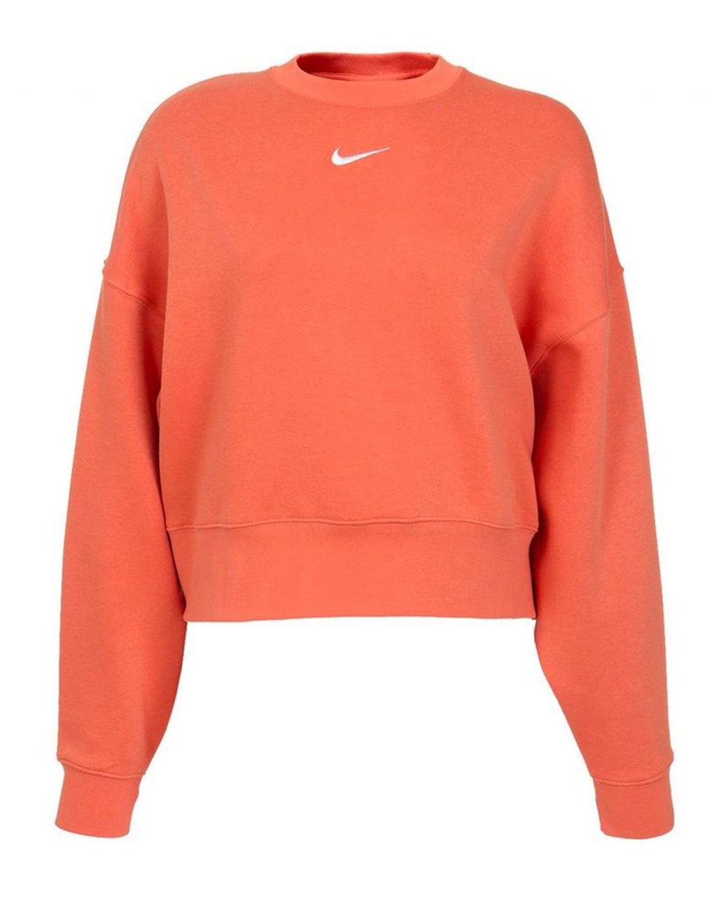 Nike Swoosh Logo Embroidered Crewneck Sweatshirt in Orange | Lyst