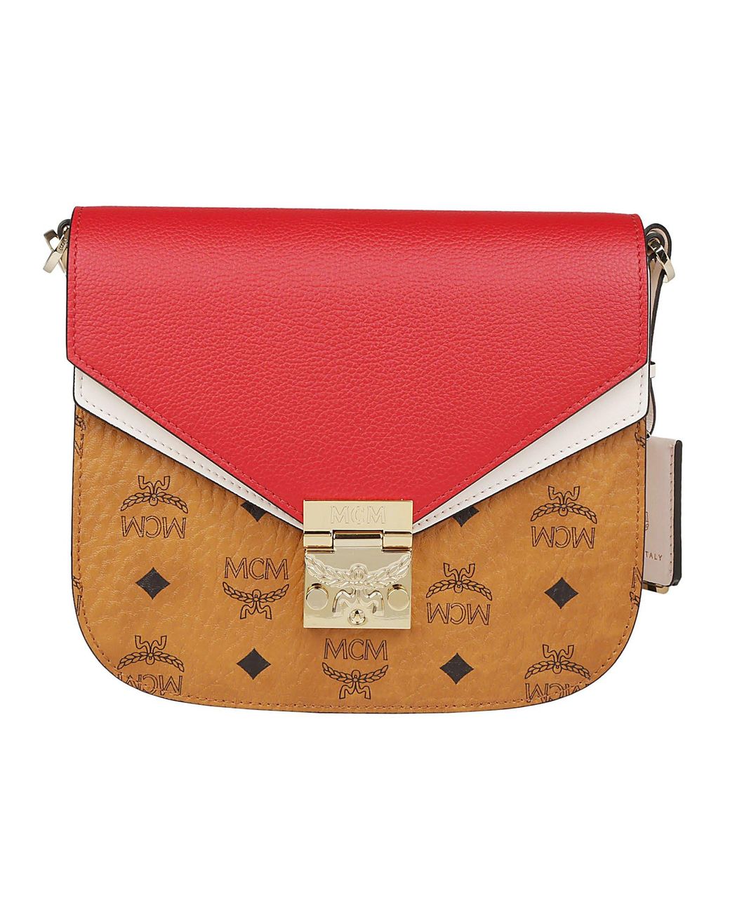 MCM Patricia Shoulder Bag In Visetos Leather Block in Red Lyst