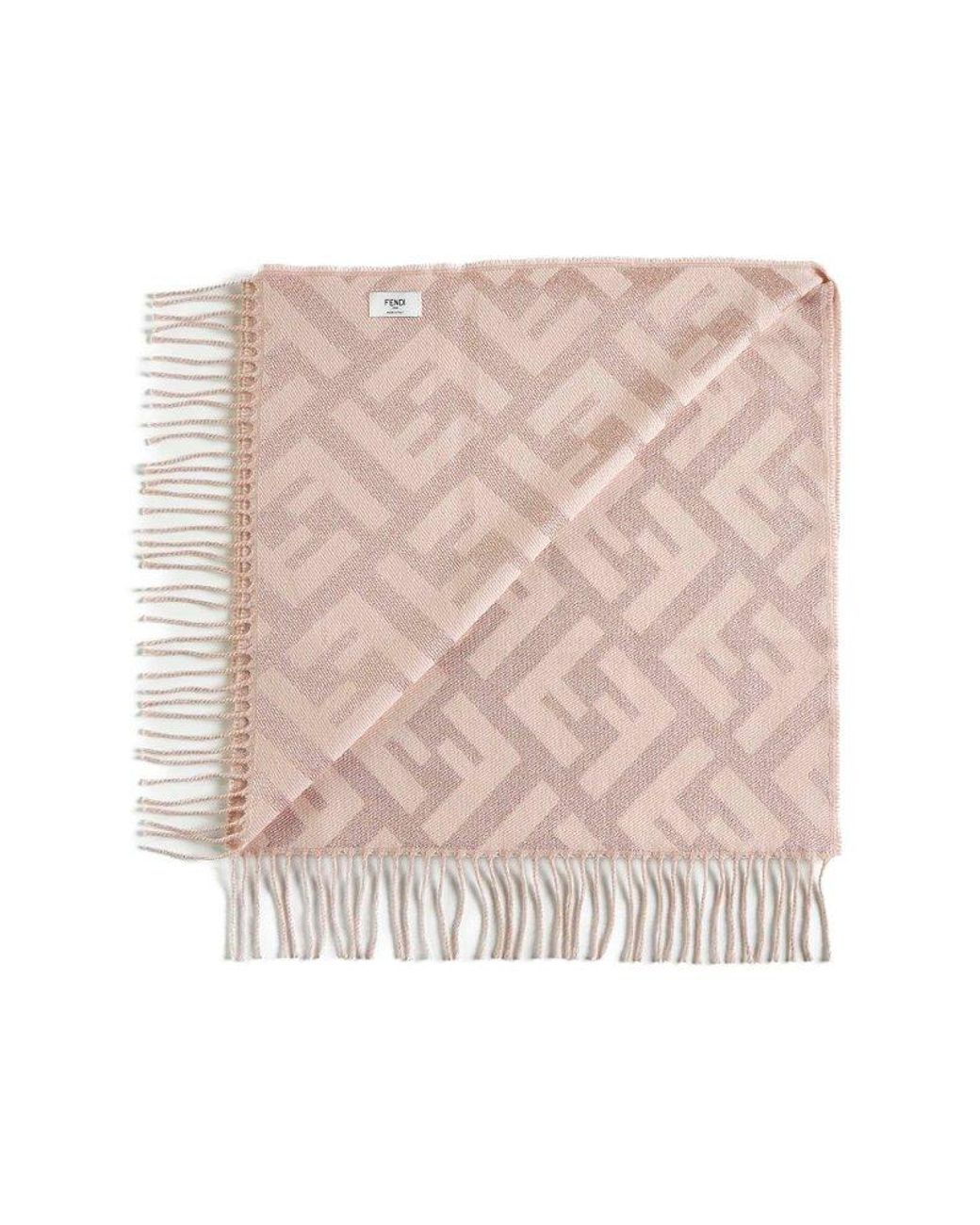 スカーフ Fendi Jacquard Motif Pink Scarf With Fringed Edges Fendi Ff Jacquard Fringed-Edge Scarf in Pink | Lyst