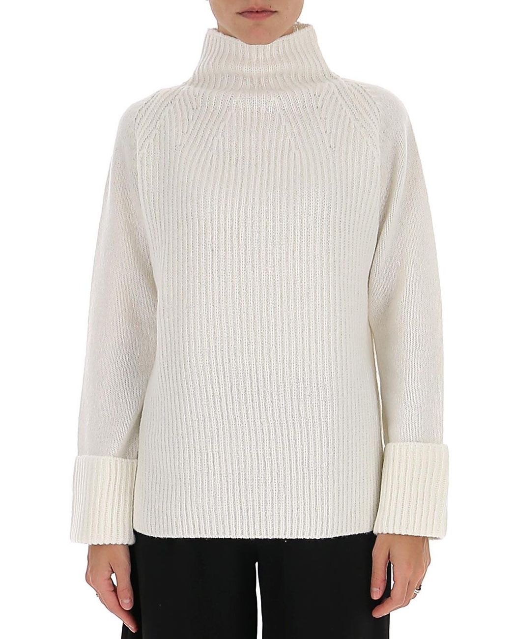 Vince Wool Funnel Neck Sweater in White Lyst
