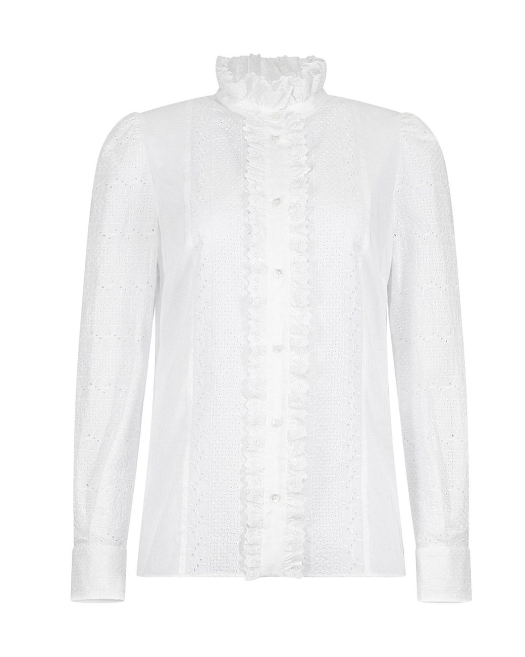 Dolce & Gabbana Cotton Broderie Anglaise Shirt in White - Lyst