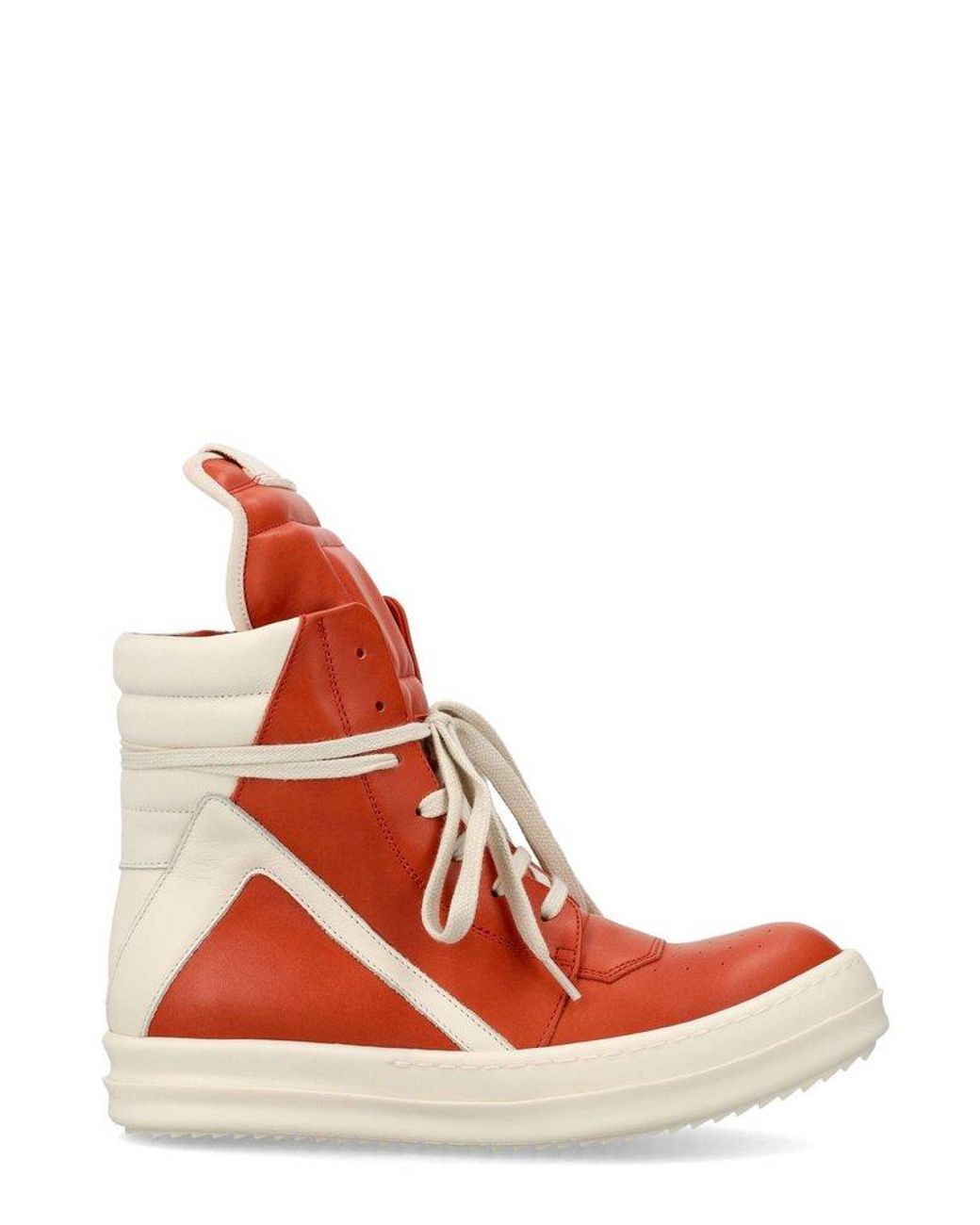 Rick Owens Rock Owens Lace-up High-top Sneakers in Orange | Lyst