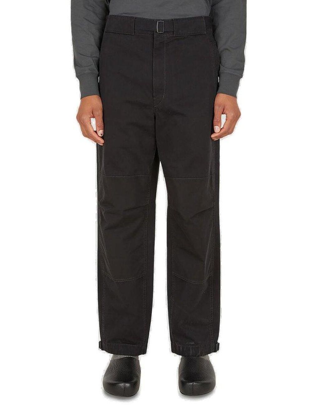 Lemaire Cotton Straight Leg Utility Trousers in Black for Men | Lyst