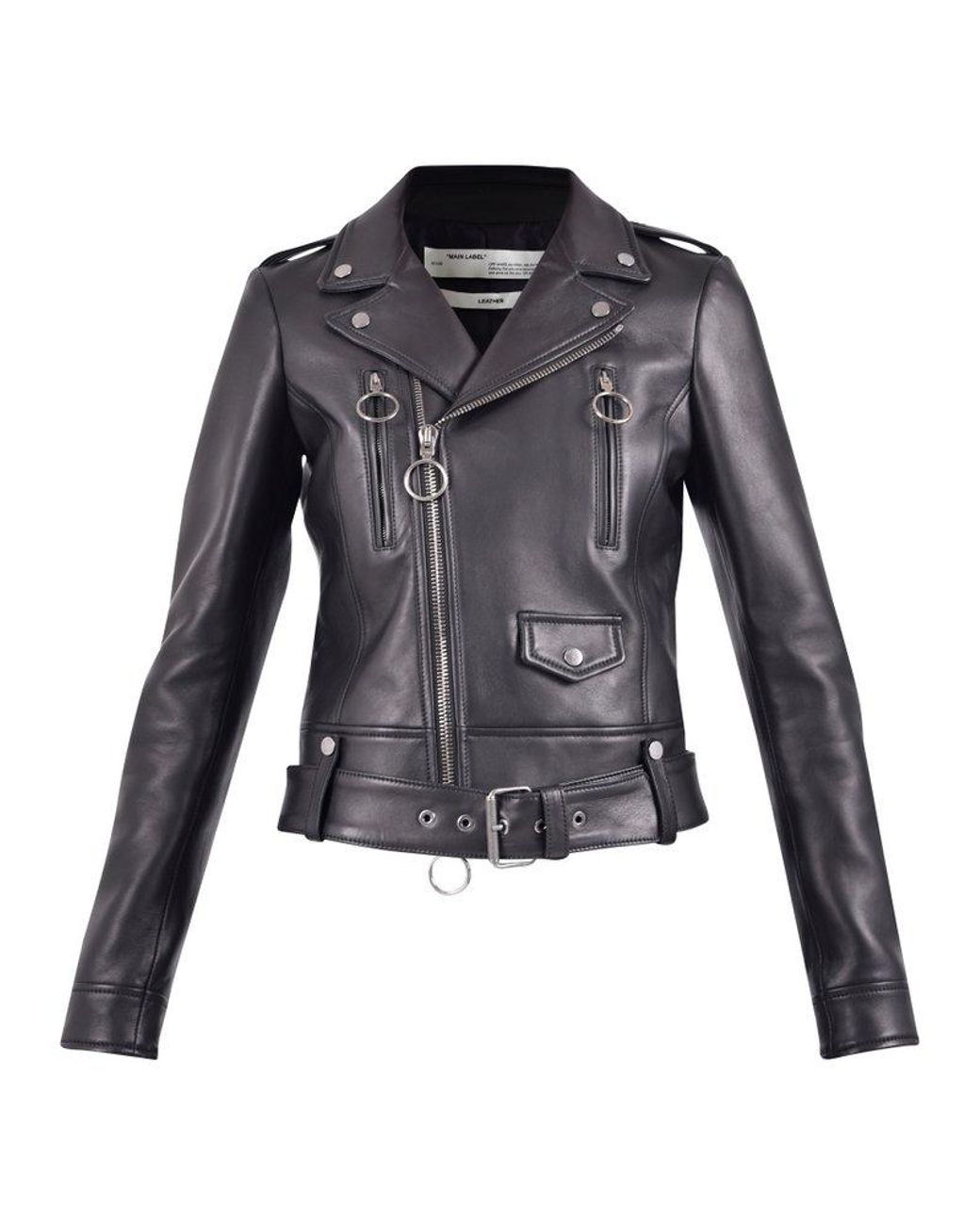 Off-White c/o Virgil Abloh Blue Collar Leather Jacket in Black for
