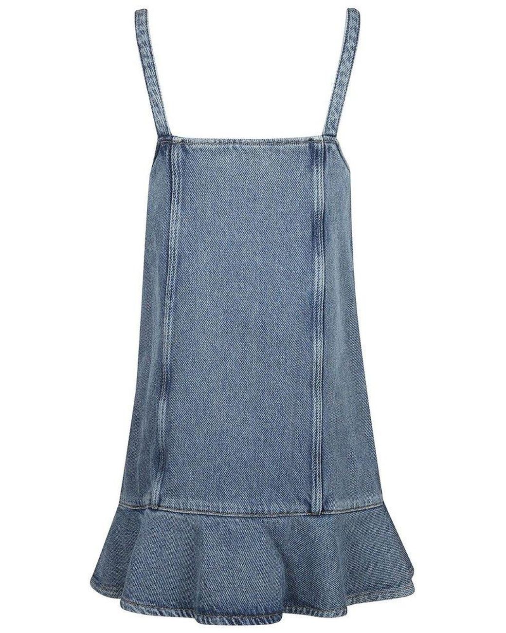 24AW【GANNI】Square Neck Denim Mini Dress Ganni Square Neck Denim Mini Dress in Blue | Lyst