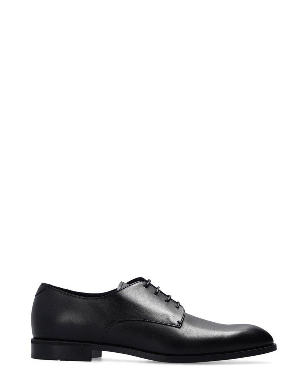 Emporio Armani Round Toe Lace Up Derby Shoes In Black For Men Lyst 7957