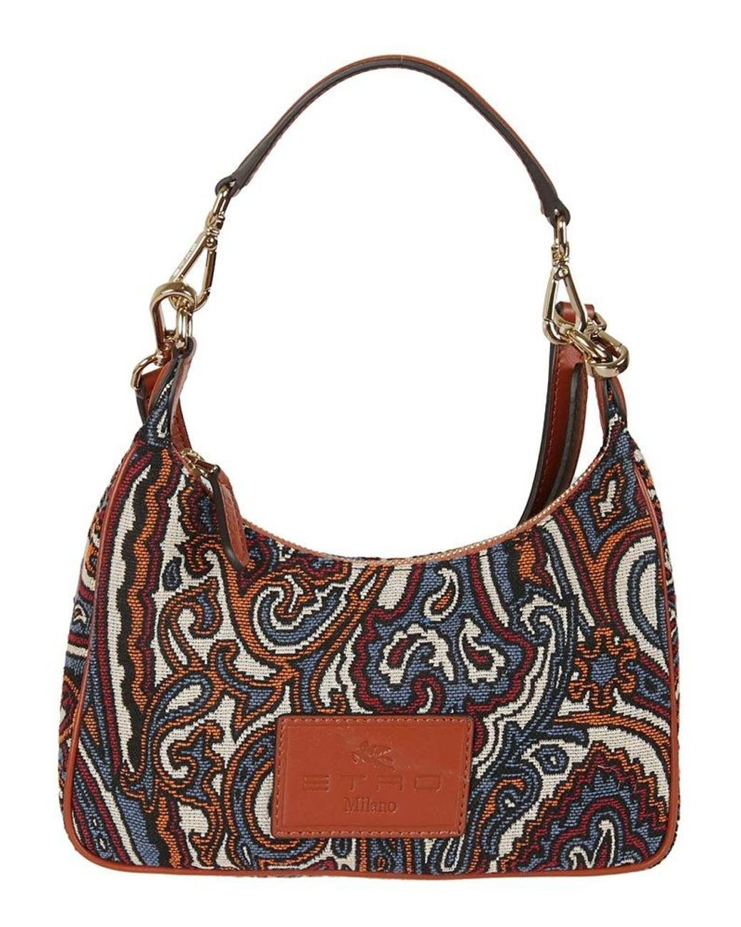 Etro Paisley Jacquard Zipped Mini Hobo Bag in Brown | Lyst