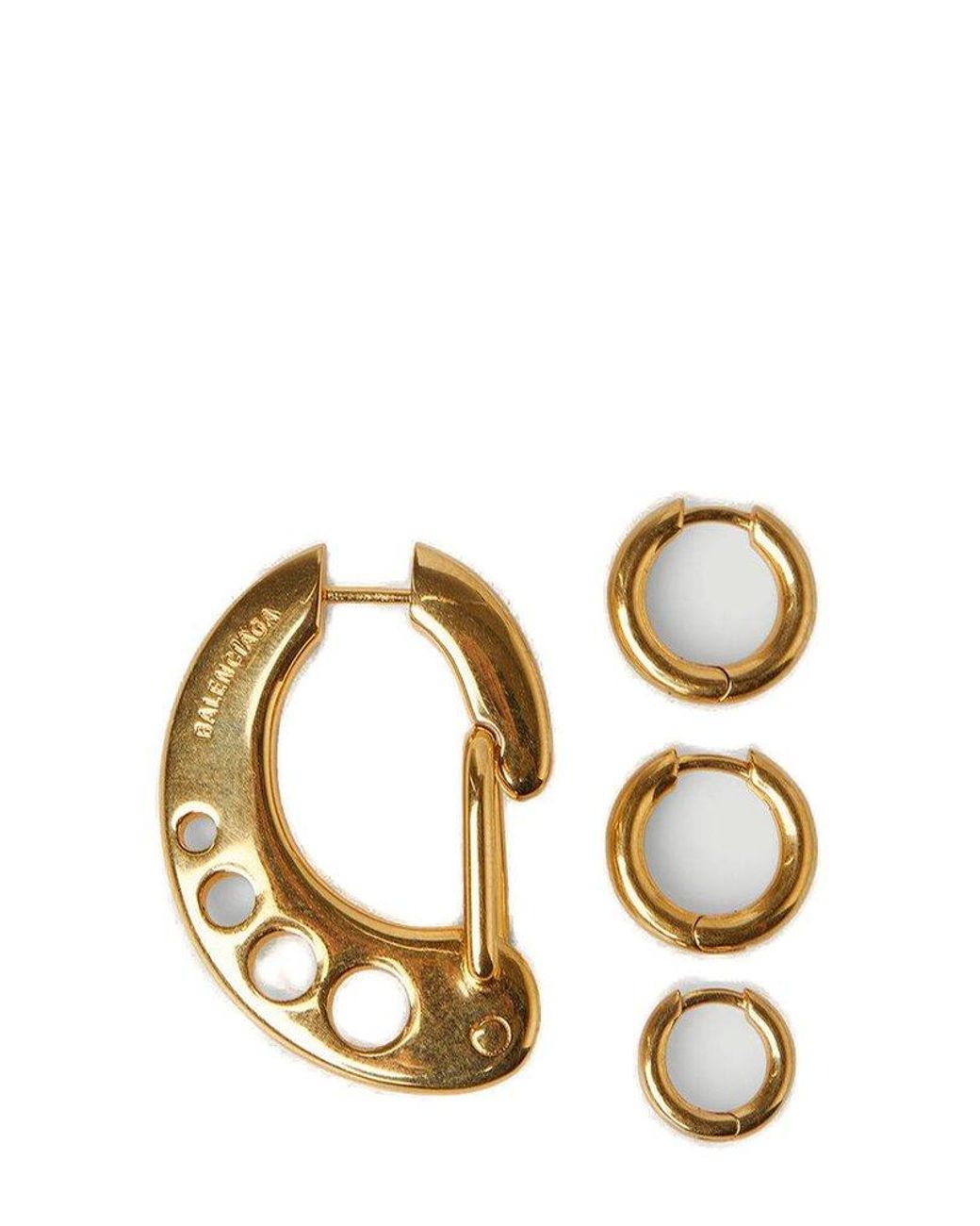 Balenciaga Clip Logo Engraved Earring in Metallic | Lyst