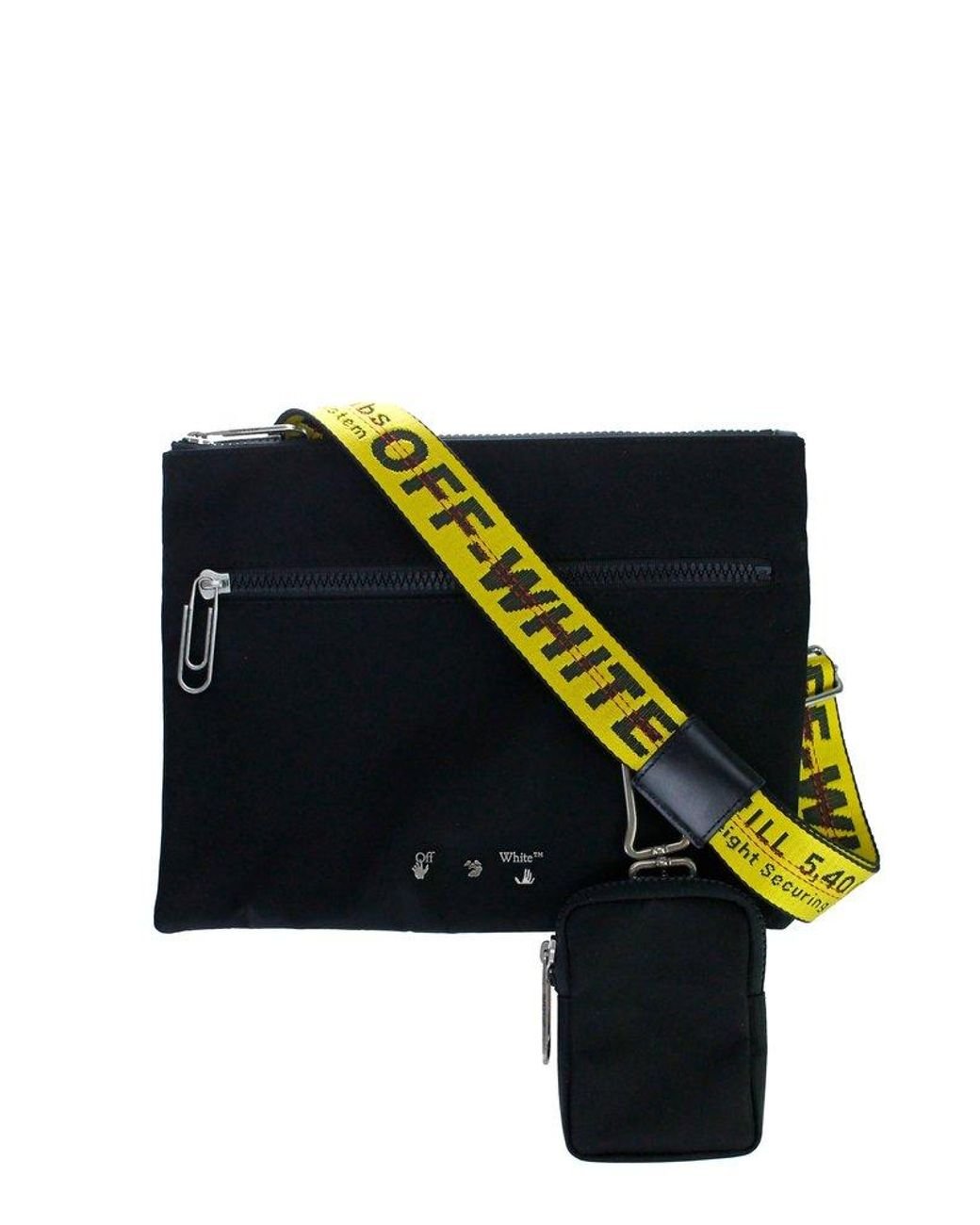 Mens Off-White Messenger Bags  Logo Strap Messenger Bag Black